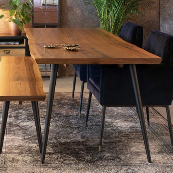 Modern Solid Wood Kitchen Dining Table Standard Rectangle Dining Table with 4 Legs Base
