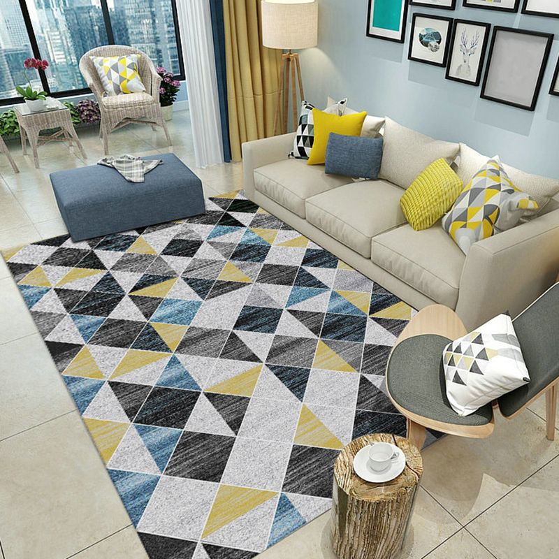 Tapis graphique en polyester moderne gris tapis de support sans glissement pour salon