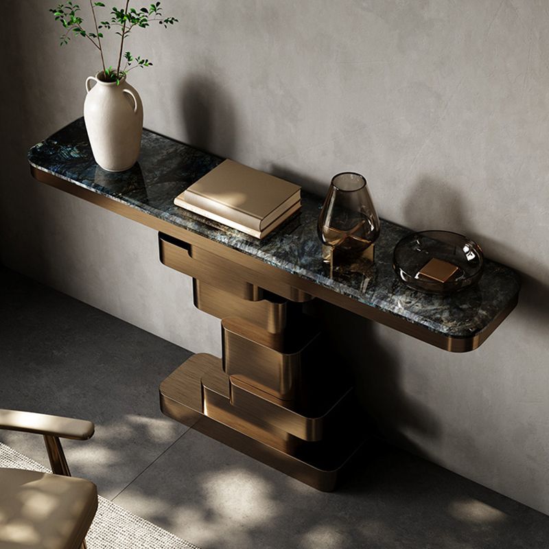 Glam Marble Console Accent Table with Rectangle Top for Hall