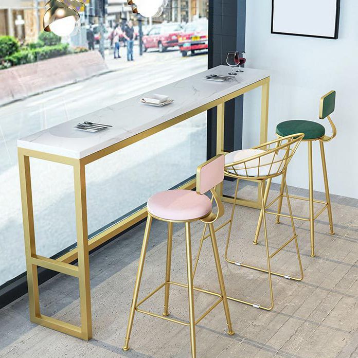 Glam Armless Bar Stool Metal Low Back Barstool with Gold Metal Legs