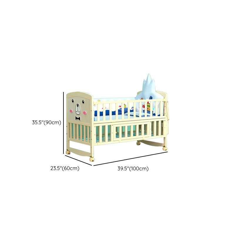 Scandinavian Solid Wood Baby Crib Convertible Nursery Bed with Guardrail