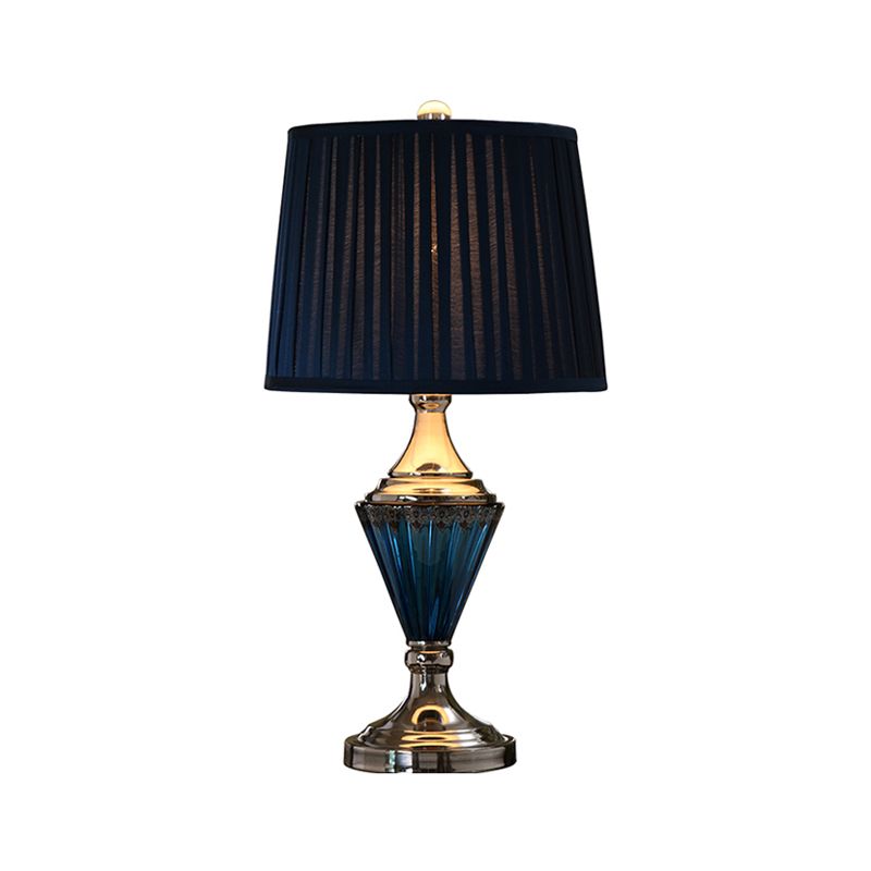 Zwarte vat schaduw nachttafel lamp vintage stijl geplooide stof 1 bol slaapkamer bureau licht
