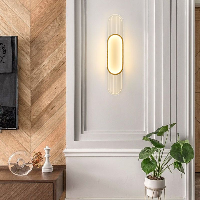 Houten eigentijdse muur sconce 1-licht ovale wand gemonteerde verlichting voor slaapkamer