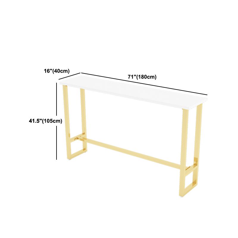 Glam 1/4 Pieces Bar Table Set Rectangle Stone Counter Table with High Stools