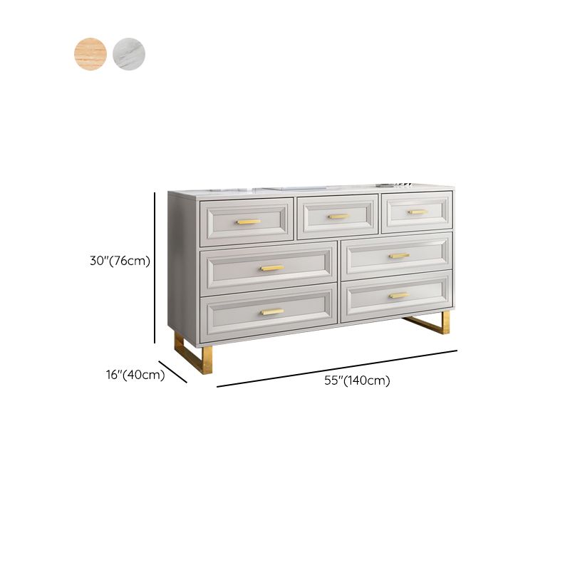 Contemporary Glam Double Dresser Wood Horizontal Storage Chest Dresser for Bedroom
