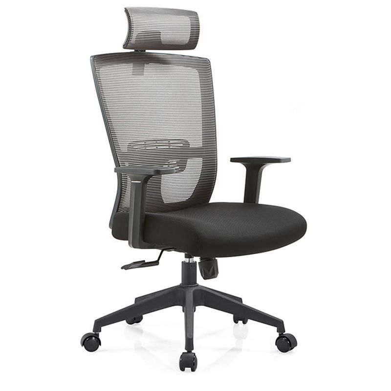 26 Inch Wide Modern Desk Chair Black Fixed Arms Office Chair