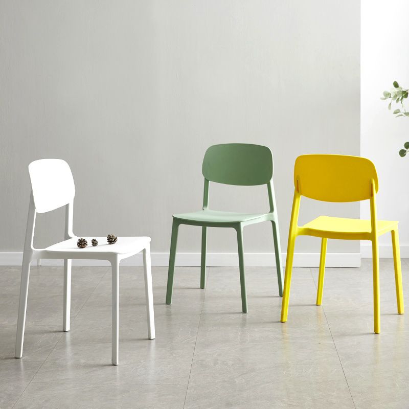 Silla lateral de plástico moderna para interiores y exteriores, silla lateral de comedor con respaldo abierto sin brazos