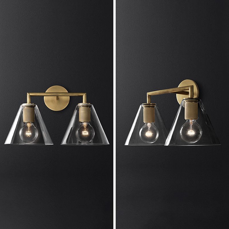 Nordischer Stil Metall Wandleuchte Kegelform Wandleuchten mit klarem Glas für Schlafzimmer