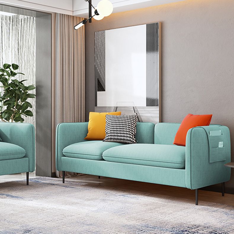 Modern 29.92" H Linen Square Arm Sofa with Pillows and Storage