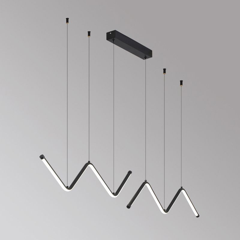 Linear Shape Chandelier Lighting Modern Style Metal 2 Lights Pendant Light in Gold/Black
