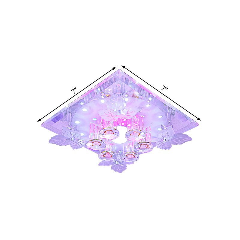 Fuggi a filo cilindro Simplicità Crystal Crystal 7 "/9.5" W Sallway Luce a soffitto in luce calda/bianca con foglia deco