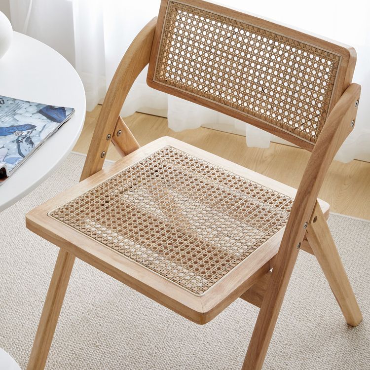 Silla de estilo contemporáneo de madera de caucho con respaldo abierto, silla individual para comedor y cocina