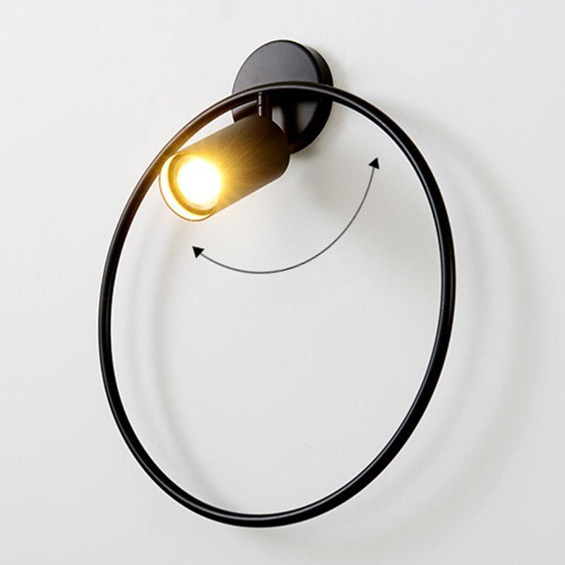Nordic Metal Wall Light Circle 11" Wide LED Reading Wall Sconce for Living Room