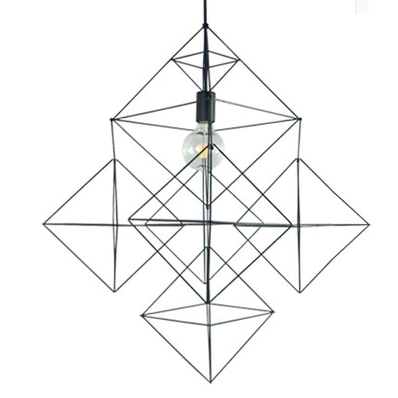 Black 1 Light Pendant Lighting Classic Metal Geometric Hanging Lamp for Dining Room