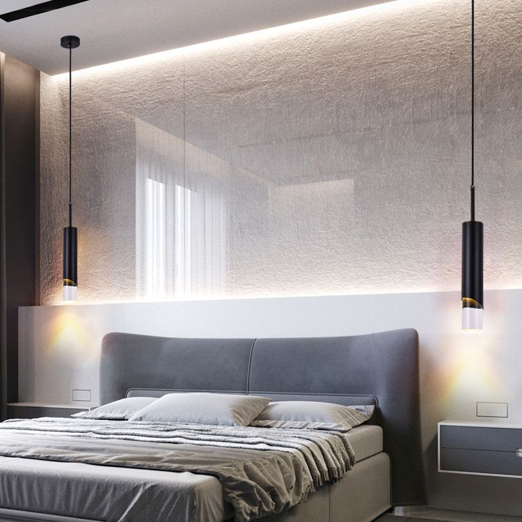 Acryl cilindrisch LED hanglamp in moderne creatieve stijl smeedijzeren hangende lamp voor slaapkamer