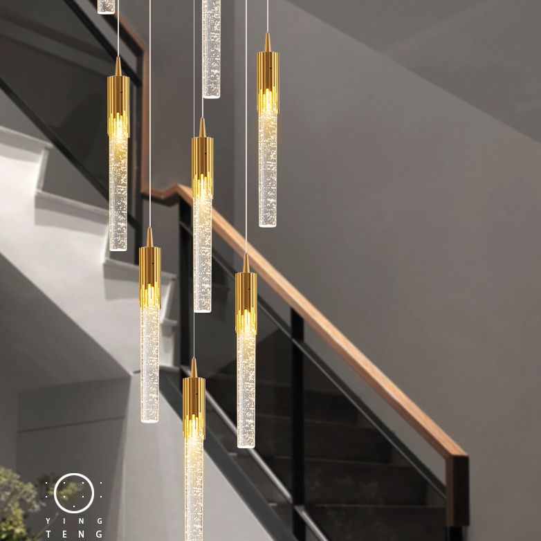 Bubble Glassrohr Anhänger Licht minimalistisch Gold Multiple hängende Licht für Treppen