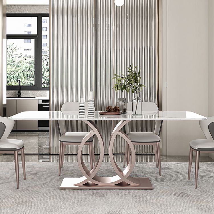Nordic Glam Rectangle Sintered Stone Dining Table Set 1/4/5/6/7 Pieces Set