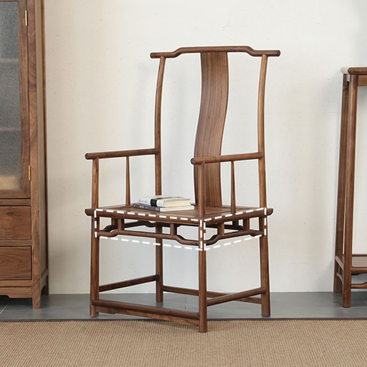 Solid Wood Dining Chair Traditional High Back Dining Chair with Cushion