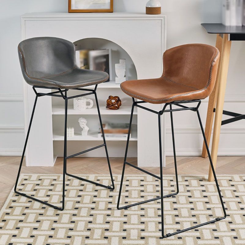 Scandinavian Footrest Living Room Stool Matte Finish PU Leather Barstool
