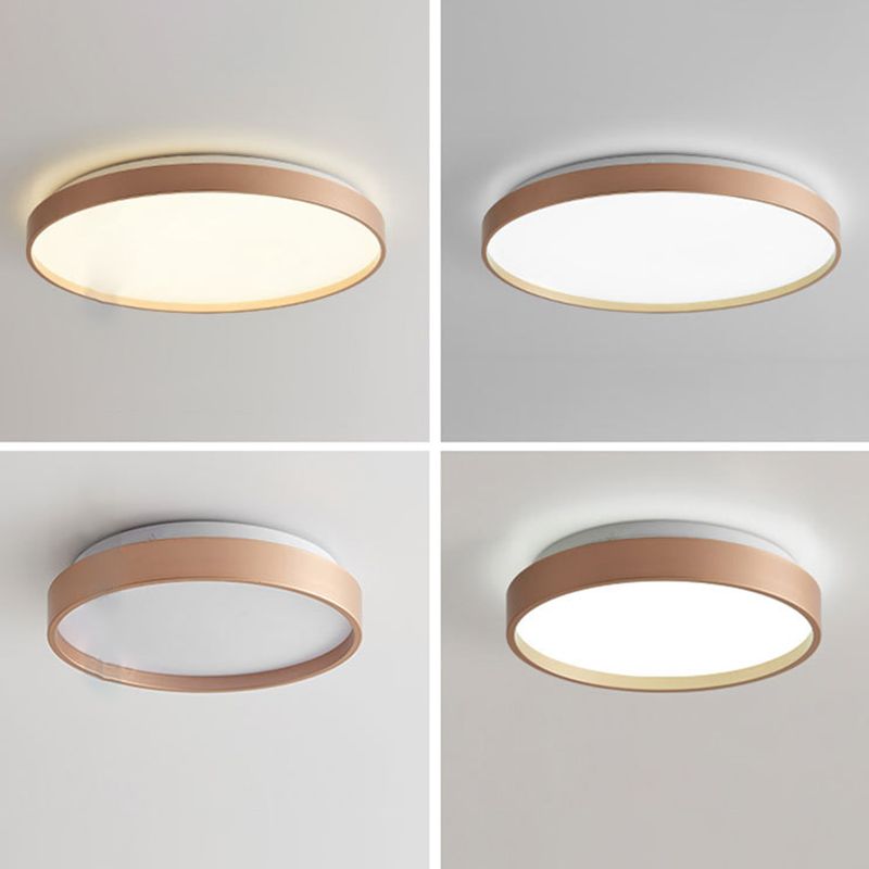 Plafonnier rond simple en métal pour salle d'étude, éclairage LED encastré avec diffuseur en acrylique