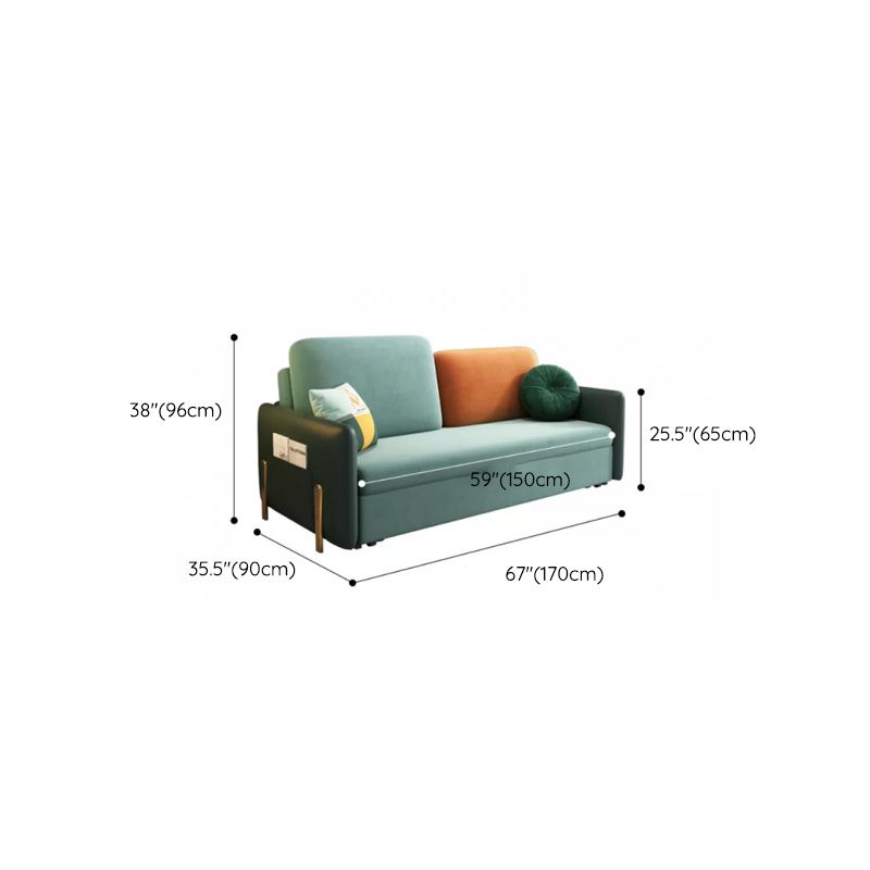 35" Wide Glam Sleeper Sofa Futon Pillow Included Green Sleeper Sofa
