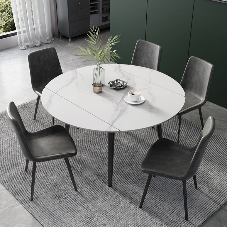 Modern Scalable Dinette Set 1/4/5/6 Pieces Round Sintered Stone Top Dining Table Set