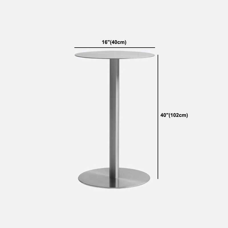 Industrial Silver Counter Height Table Metal Pedestal Bar Table