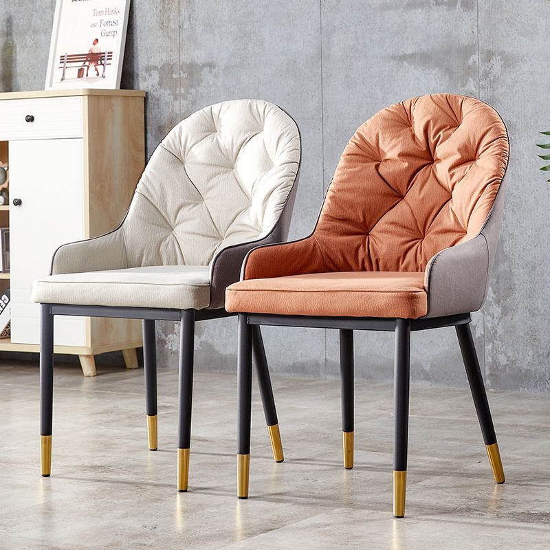 Sillas de comedor de metal de estilo nórdico, silla lateral de comedor con brazo Parsons para cocina