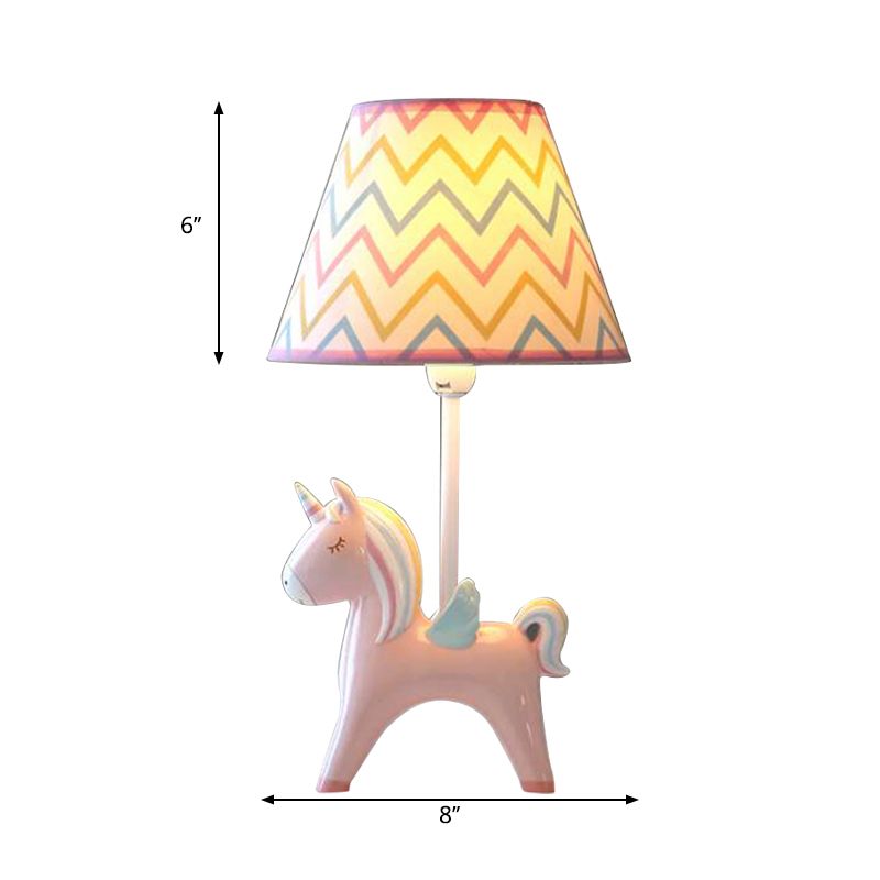 Modern Lovely Carousel Table Light One Light Resin Table Lamp with Tapered Shade for Kid Bedroom