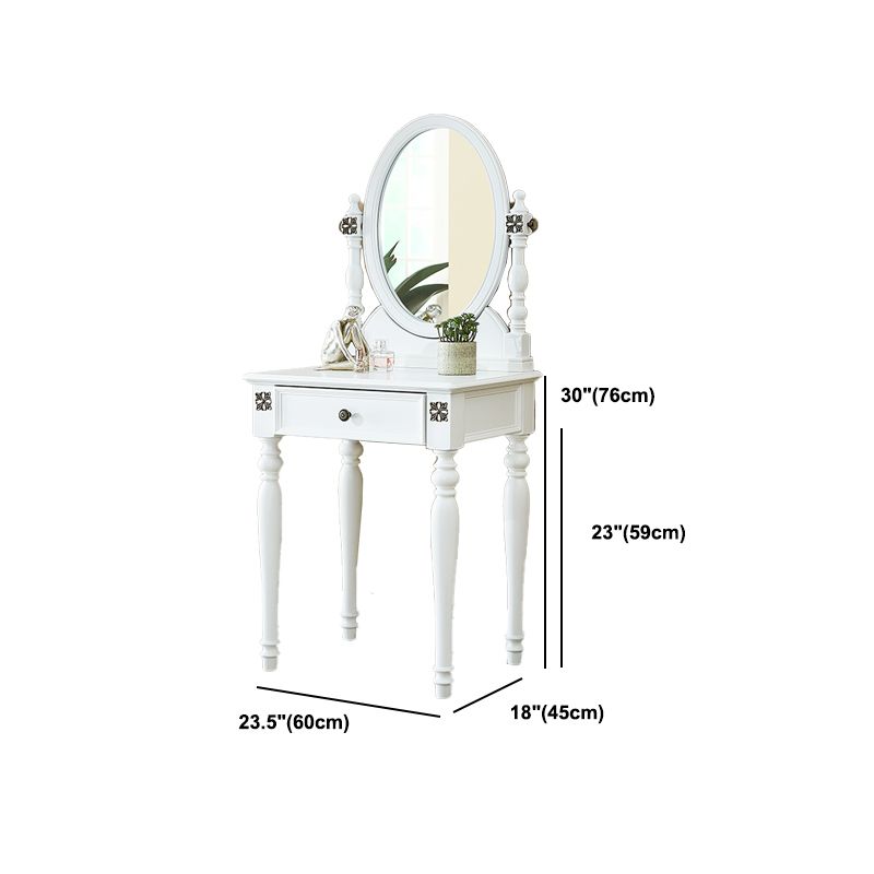 Traditional Makeup Vanity Desk Table with Drawer in Brown for Bedroom