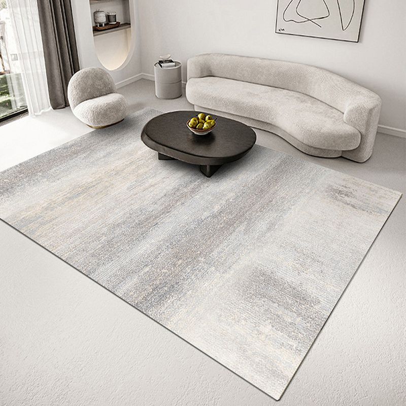 Grey Modern Rug Polyester Graphic Area Rug Washable Rug for Living Room