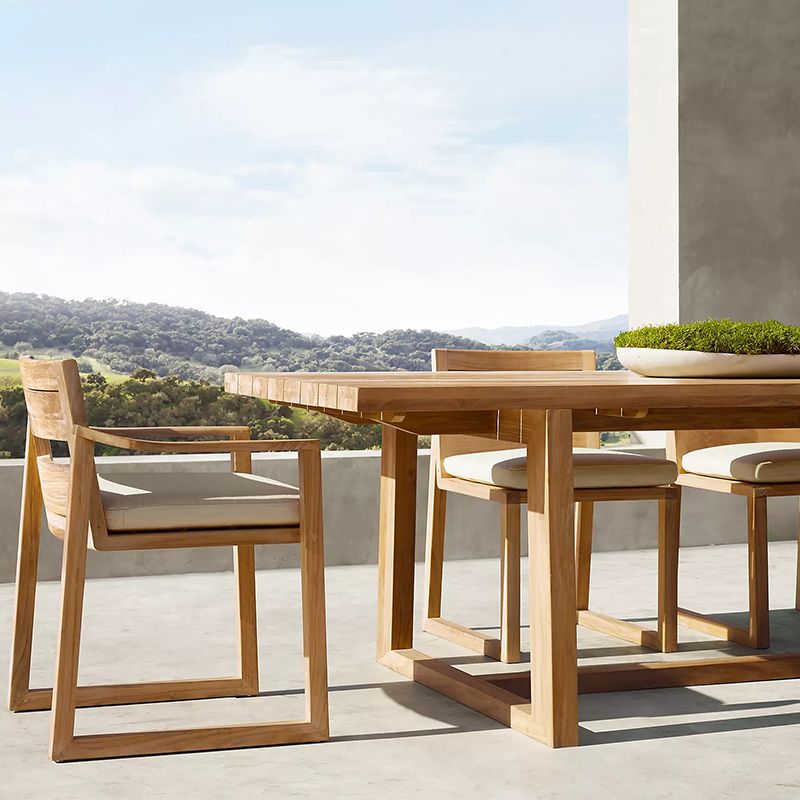 22" Wide Contemporary Outdoor Chair Solid Wood Patio Dining Chair