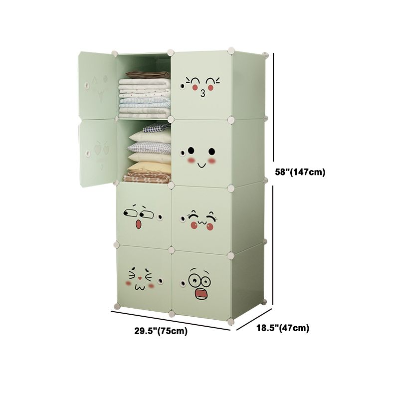 Modern Style Wardrobe Green Colour Plastic Bedroom Wardrobe Closet