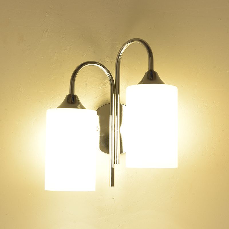 Modern Style Cylinder Wall Sconce Lights Glass 2 Lights Wall Mount Lighting