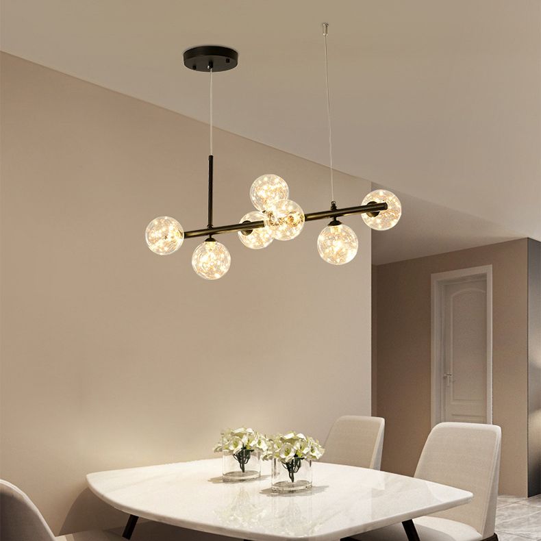 Modern Kitchen Island Lighting Oval Metal Island Ceiling Light with Glass Shade