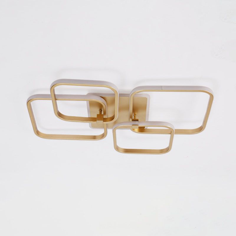 Modern Minimalist LED Semi Flush Mount Square Acrylic Ceiling Light in Gold