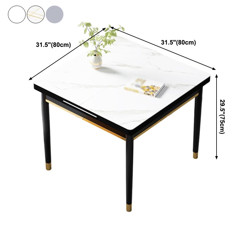 Industrial Style Stone 31.5''Dining Table Square 4 Legs Table for Dining Room