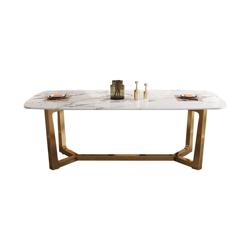 Nordic Ess Room Set Metall Rahmen Esstisch Rechteck weiße Schiefer formelle Esseet -Set für Zuhause