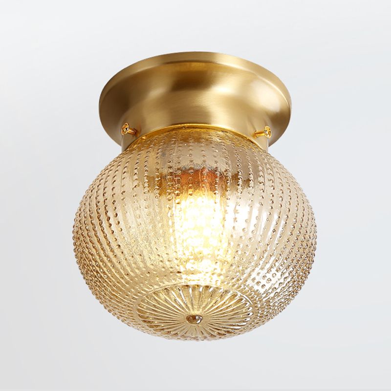 Glass Ceiling Light Fixture Simplistic Gold Round Aisle Ceiling Fixture