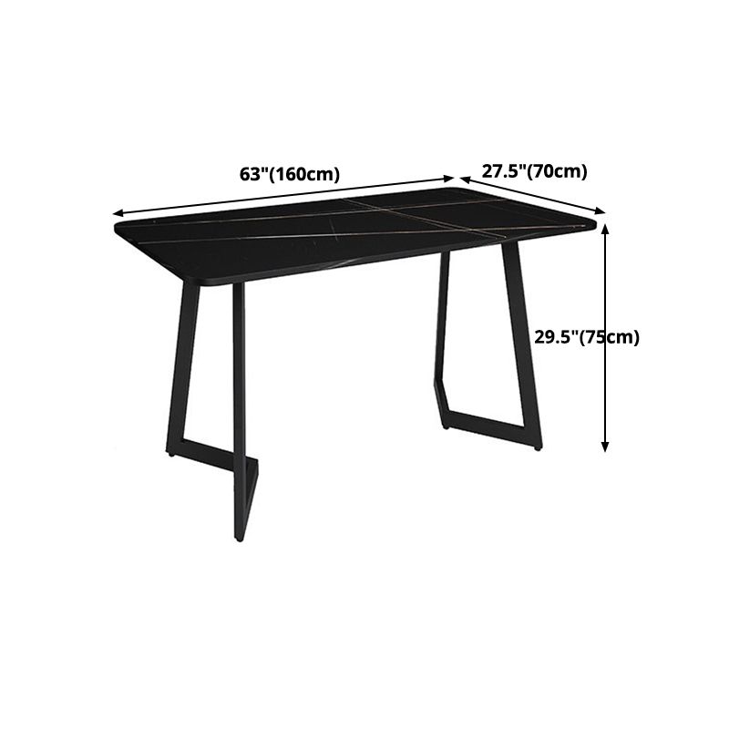 Black Sintered Stone Dining Table Industrial Metal Base Dining Table