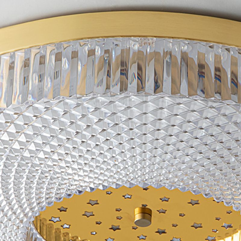 Modern Circular LED Flush Mount Lighting Golden / Black Ceiling Light for Bedroom