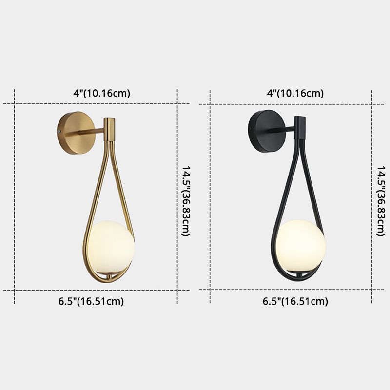 Lámpara de pared de lágrima de lámpara de pared de estilo simple moderno con sombra de vidrio de bola