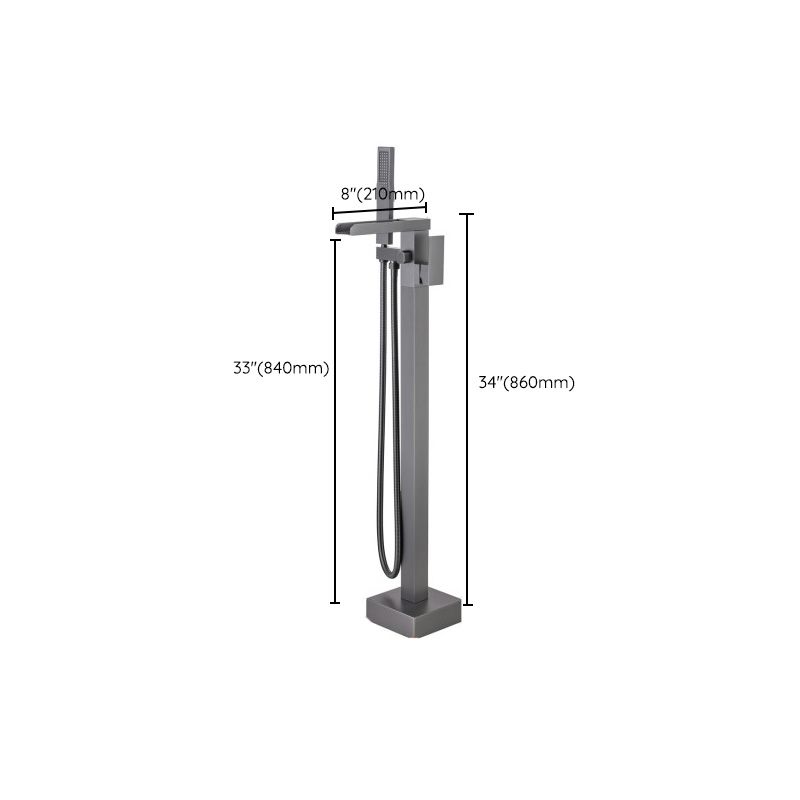 Floor Mounted Metal Freestanding Tub Filler One Handle Waterfall Freestanding Faucet
