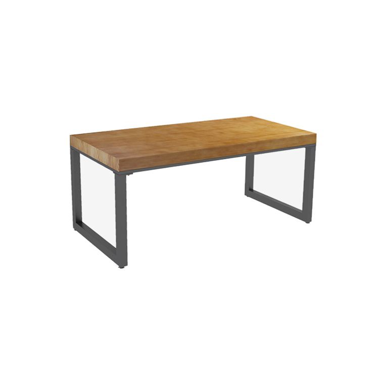 Solid Wood Top Dining Table Rectangle Pine Wood Table with Sled Base in Black