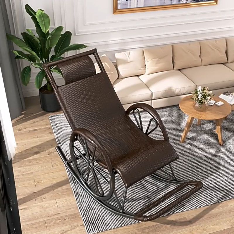 Indoor Single Rocking Chair Mid-Century Modern Rattan Rocking Chair