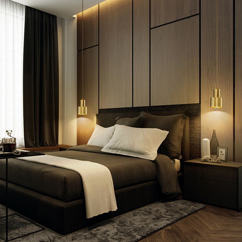 Postmodern Simplicity Brass Lamp Body Pendant Lamp Hanging Light for Bedroom