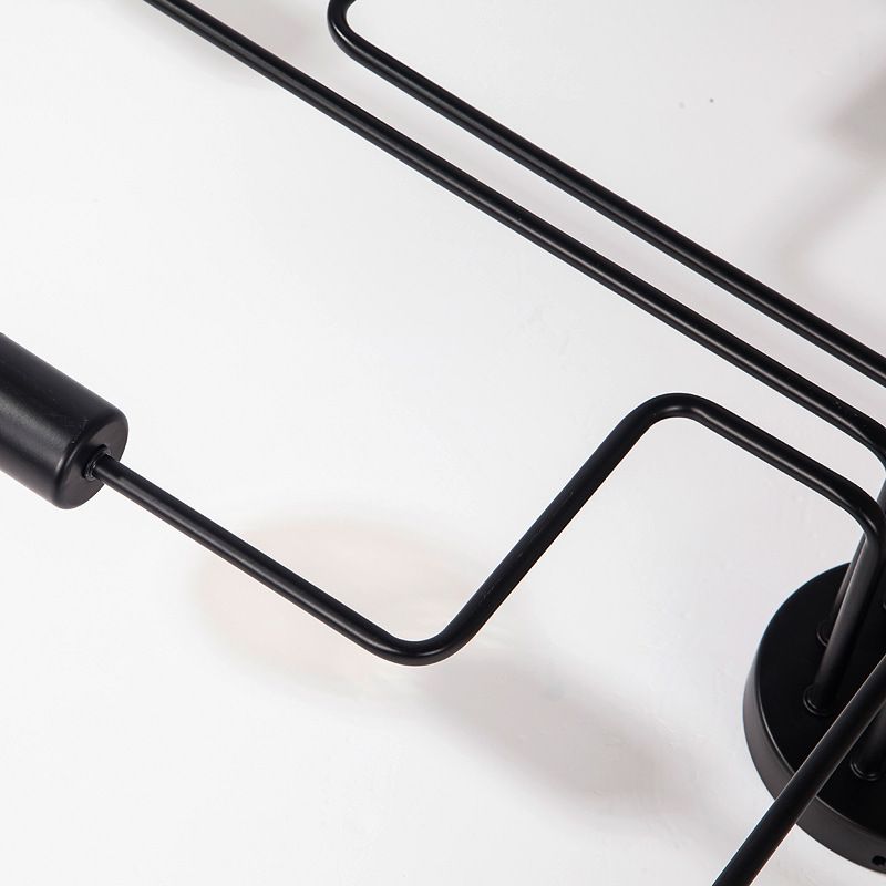 Black Sputnik Semi Flush Monte en estilo de techo de hierro forjado de estilo retro industrial para sala de estar