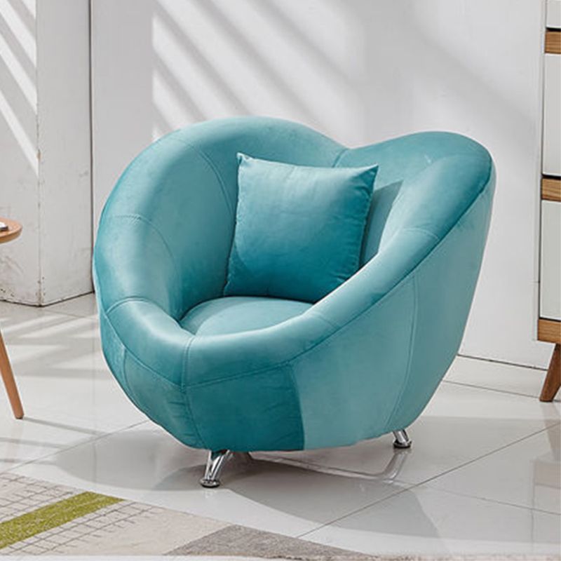 Velvet Barrel Chair 37.40" L x 31.49" W x 29.13" H Solid Wood Frame Barrel Accent Chair