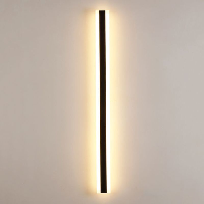 Metal Linear Shape Wall Light Modern 1 Light Wall Mount Fixture in Black