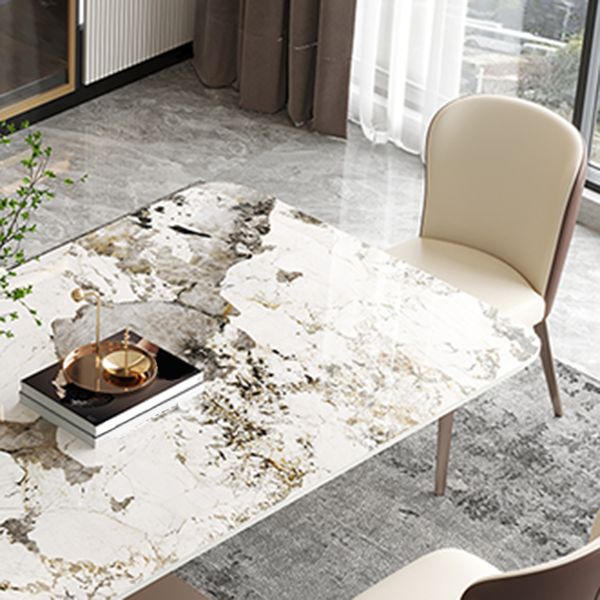 Luxury 1/4/5/7 Pièces Pièces à manger Table à manger en pierre fritté avec chaises en cuir